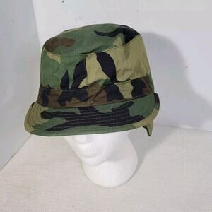 Vintage Military Hat Mens Size 7 1990s Woodland Camo Army Cap U.S. Camouflage